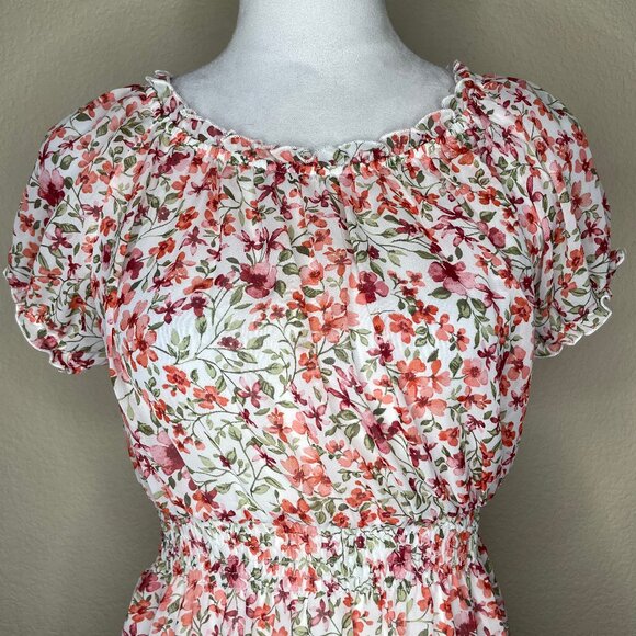 Kate and Lily Women's Floral Smocked Waist Off the Shoulder Ruffle Midi Dress 4 - Picture 2 of 12